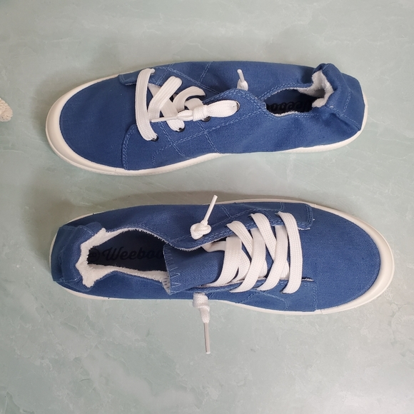 New! Blue Lave Up Sneakers - Picture 3 of 5